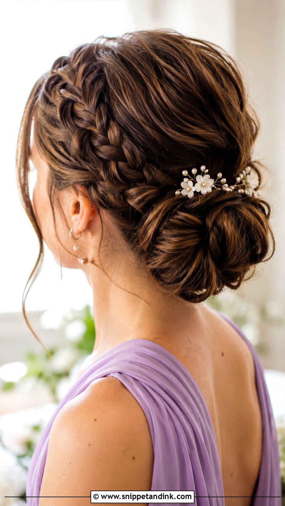 Braided Low Bun Bridesmaid Hairstyle - Snippet and Ink - 20 Hairstyles for a Wedding Bridesmaid