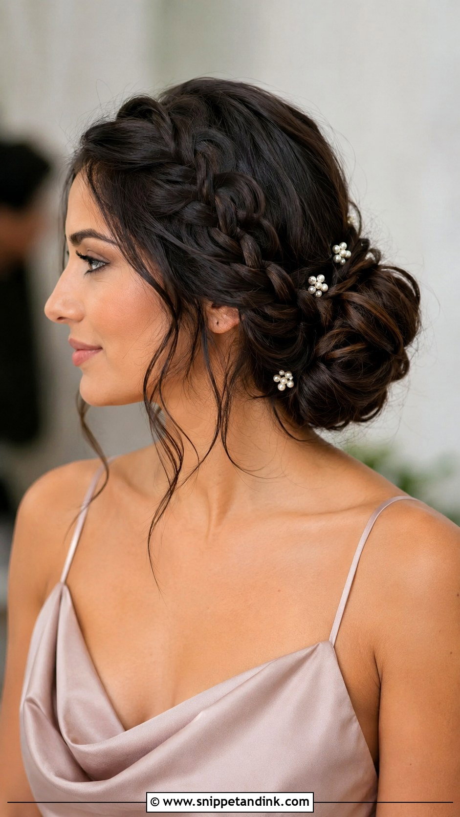 Braided Low Bun Bridesmaid Hairstyle - Snippet and Ink - 20 Wedding Hair Styles Bridesmaid