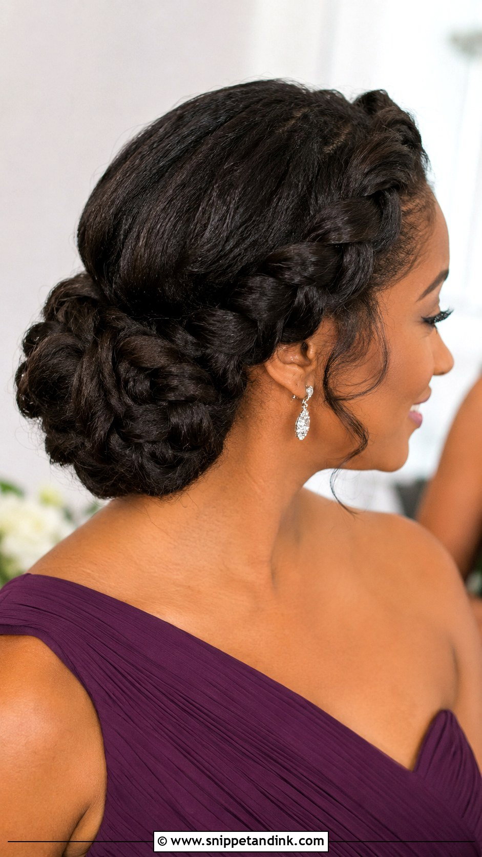 Braided Low Bun Bridesmaid Hairstyle - Snippet and Ink - 25 Simple Bridesmaid Hairstyles