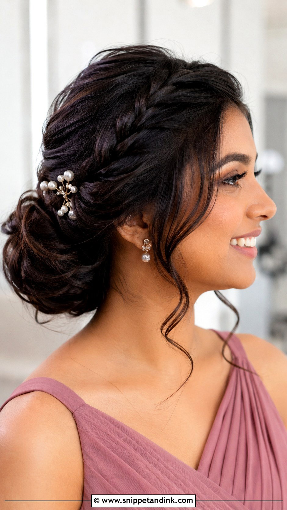 Braided Low Bun Bridesmaid Hairstyle Medium Hair - Snippet and Ink - 20 Bridesmaid Hairstyle Medium Hair Ideas