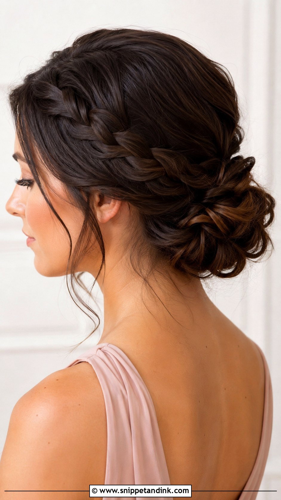Braided Low Bun Bridesmaid Hairstyle - Snippet and Ink - 20 Bridesmaid Hairstyles Dark Hair