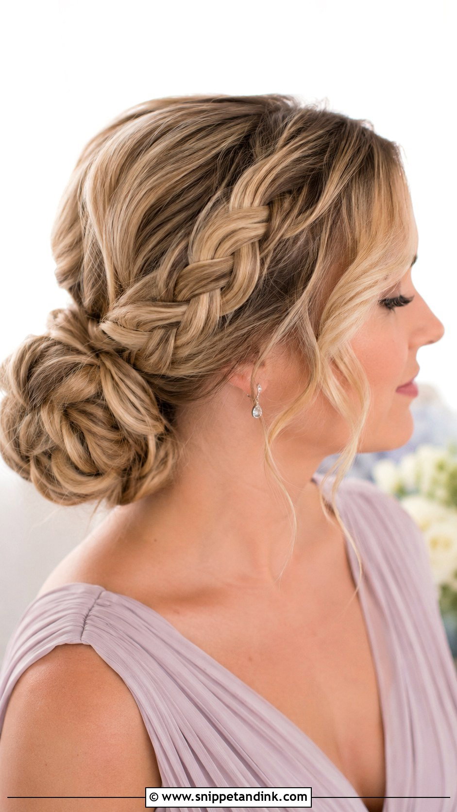 Braided Low Bun Bridesmaid Updo - Snippet and Ink - 20 Bridesmaid Updos for Long Hair
