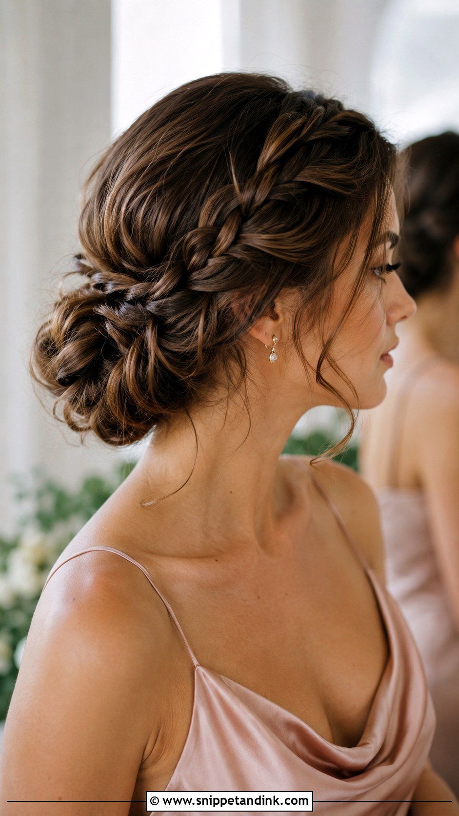 Braided Low Bun Bridesmaid Updo - Snippet and Ink - 20 Bridesmaids Updos for Long Hair