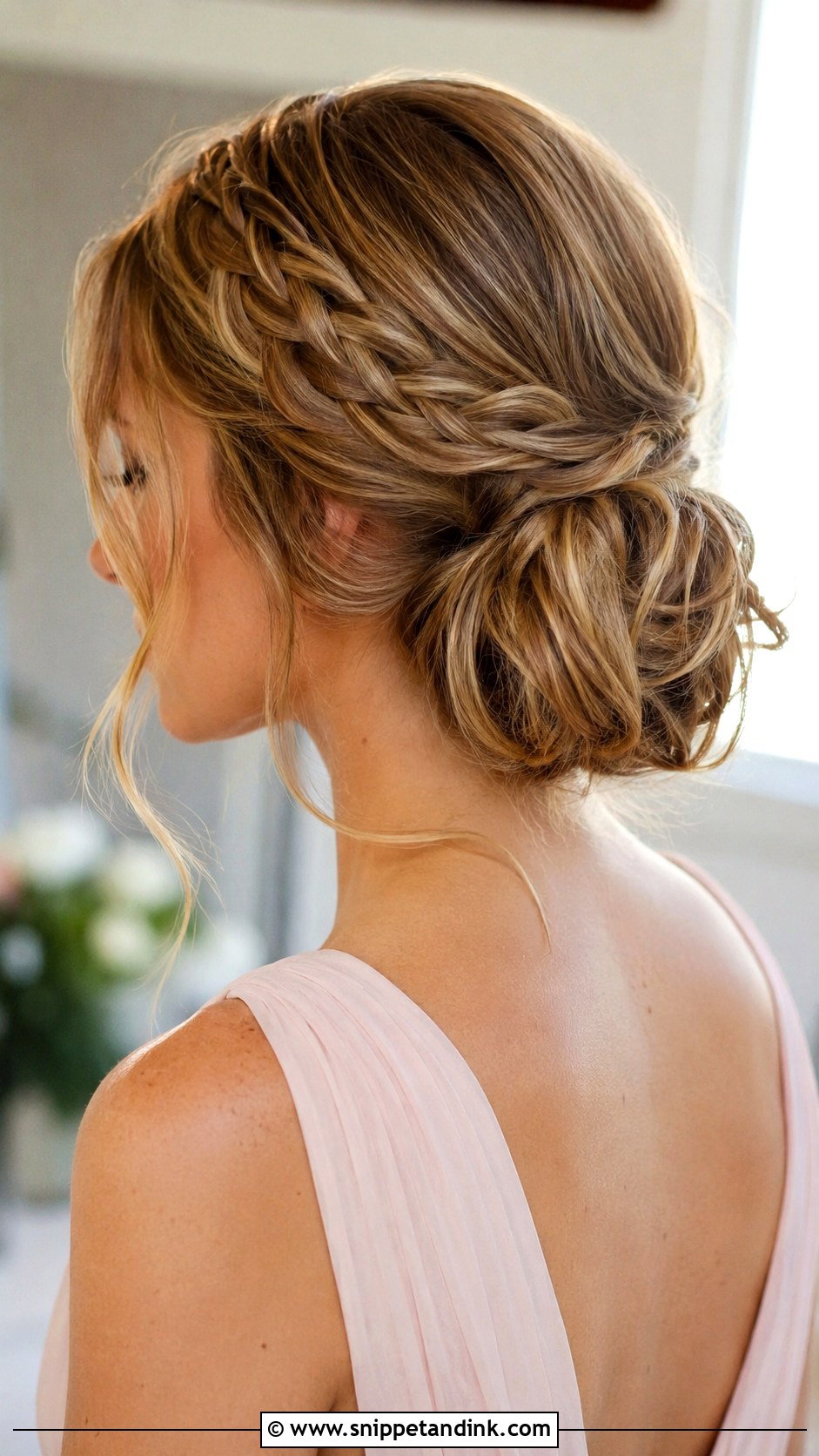 Braided Low Bun Bridesmaid Updo - Snippet and Ink - 20 Simple Easy Updo Wedding Hairstyles Medium Length Bridesmaid