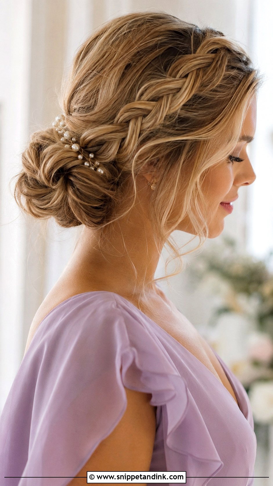 Braided Low Bun Bridesmaid Updo - Snippet and Ink - 20 Up Do for Bridesmaid Ideas