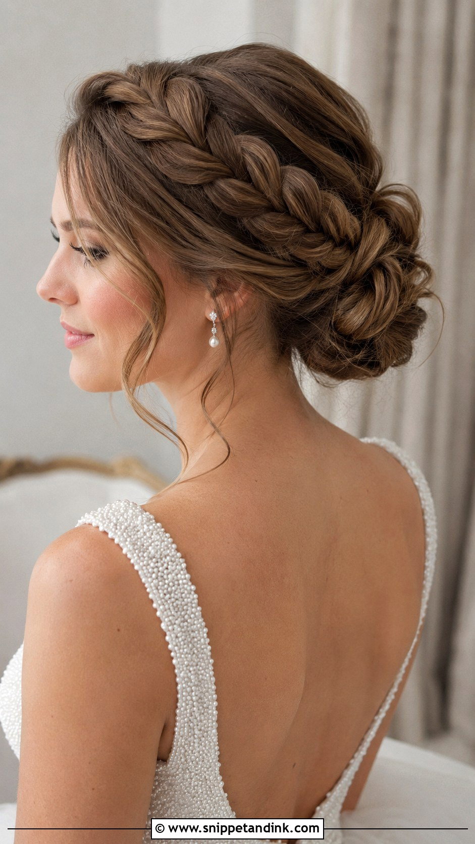 Braided Low Bun Updo - Snippet and Ink - 20 Easy Wedding Updos for Medium Hair