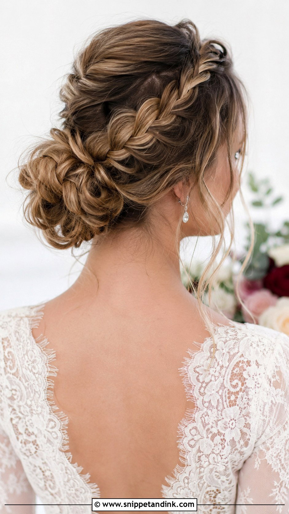 Braided Low Bun Wedding Hair - Snippet and Ink - 25 Loose Bun Wedding Hair Ideas