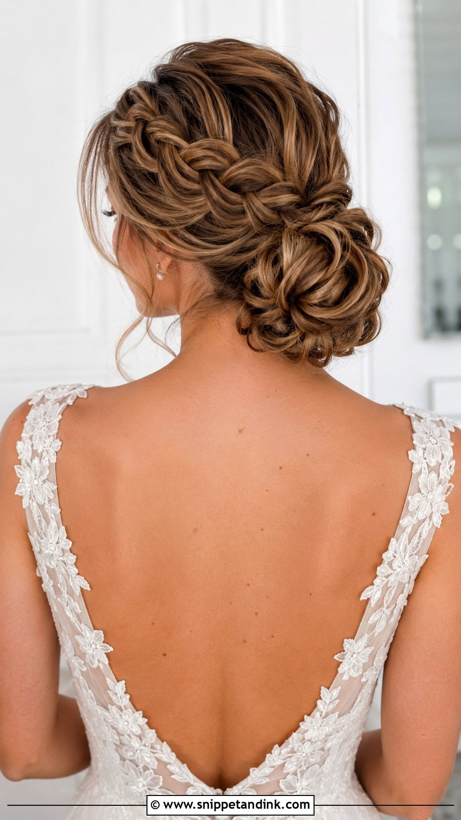 Braided Low Bun Wedding Hair For Long Hair - Snippet and Ink - 15 Low Bun with Braid Wedding Hair Ideas