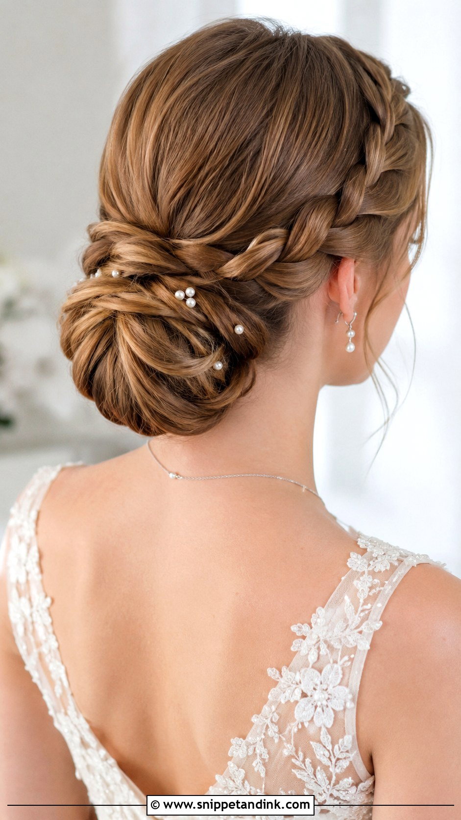 Braided Low Bun Wedding Hair For Thin Hair - Snippet and Ink - 15 Low Bun with Braid Wedding Hair Ideas
