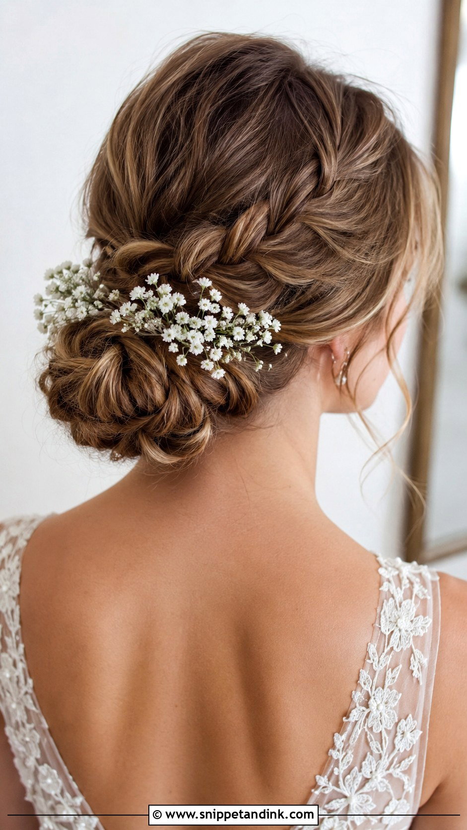 Braided Low Bun Wedding Updo - Snippet and Ink - 25 Bridal Updos for Medium Hair