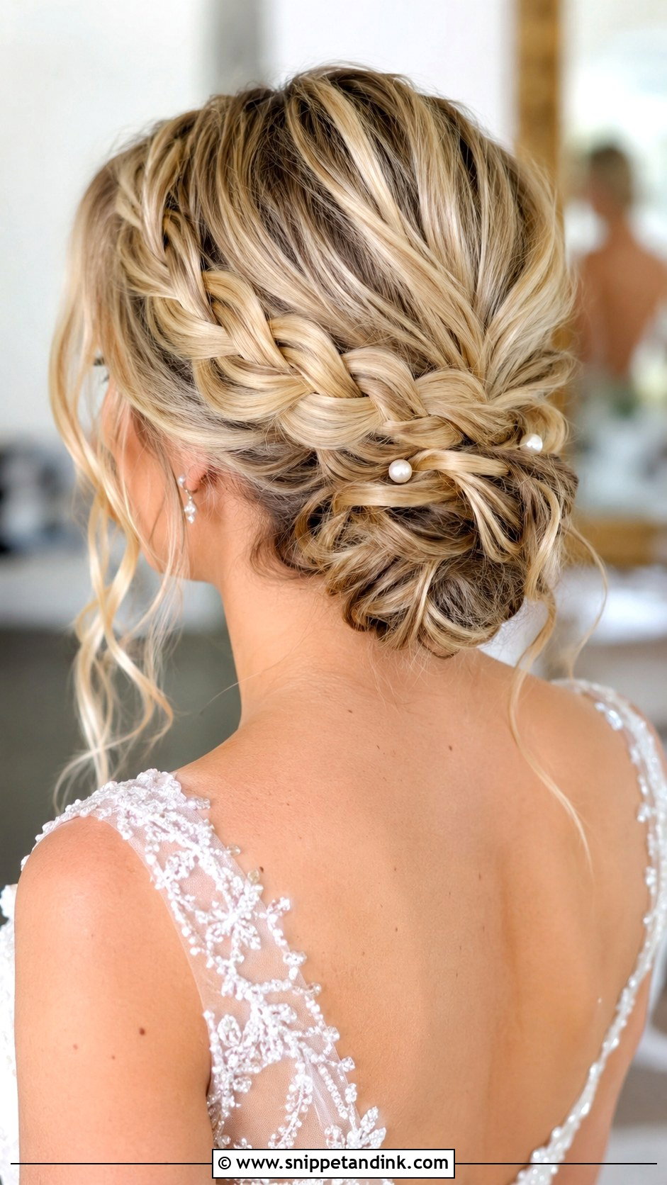 Braided Low Bun Wedding Updo - Snippet and Ink - 30 Wedding Hair Bun Ideas