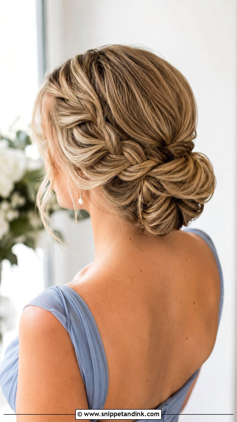 Braided Low Bun Wedding Updo for Long Hair - Snippet and Ink - 20 Wedding Updos for Long Hair Bridesmaid