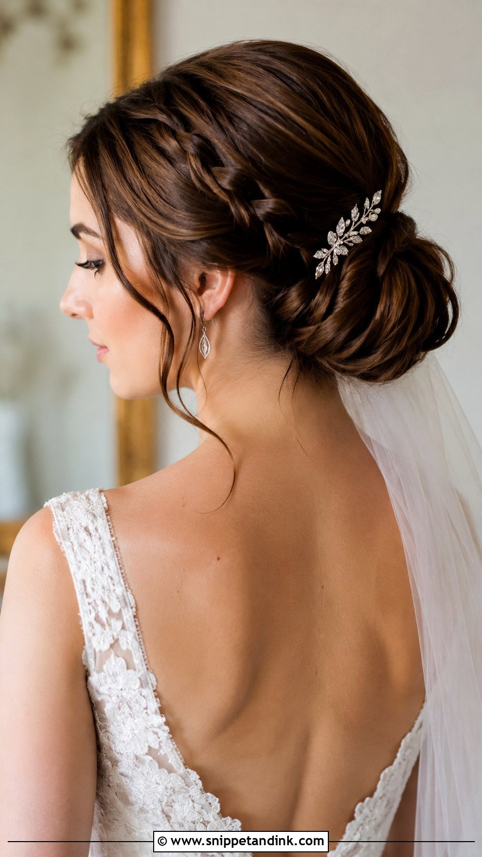Braided Low Bun With Loose Strands - Snippet and Ink - 20 Wedding Braids for Long Hair