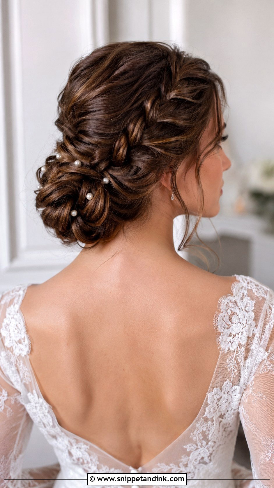Braided Low Bun With Twisted Details - Snippet and Ink - 20 Low Loose Bun Wedding Ideas