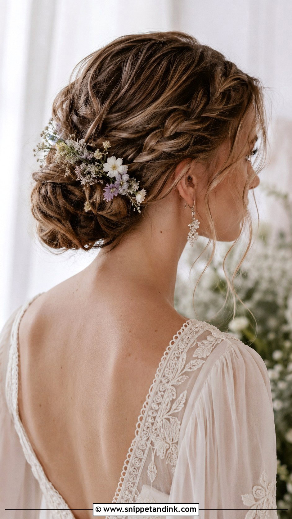 Braided Low Bun for Boho Brides - Snippet and Ink - 20 Low Bridal Updo Ideas