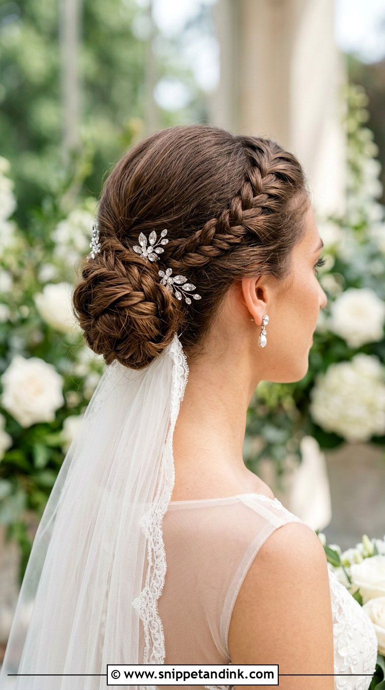 Braided Low Bun for Bride - Snippet and Ink - 20 Braid Hairstyle for Bride Ideas