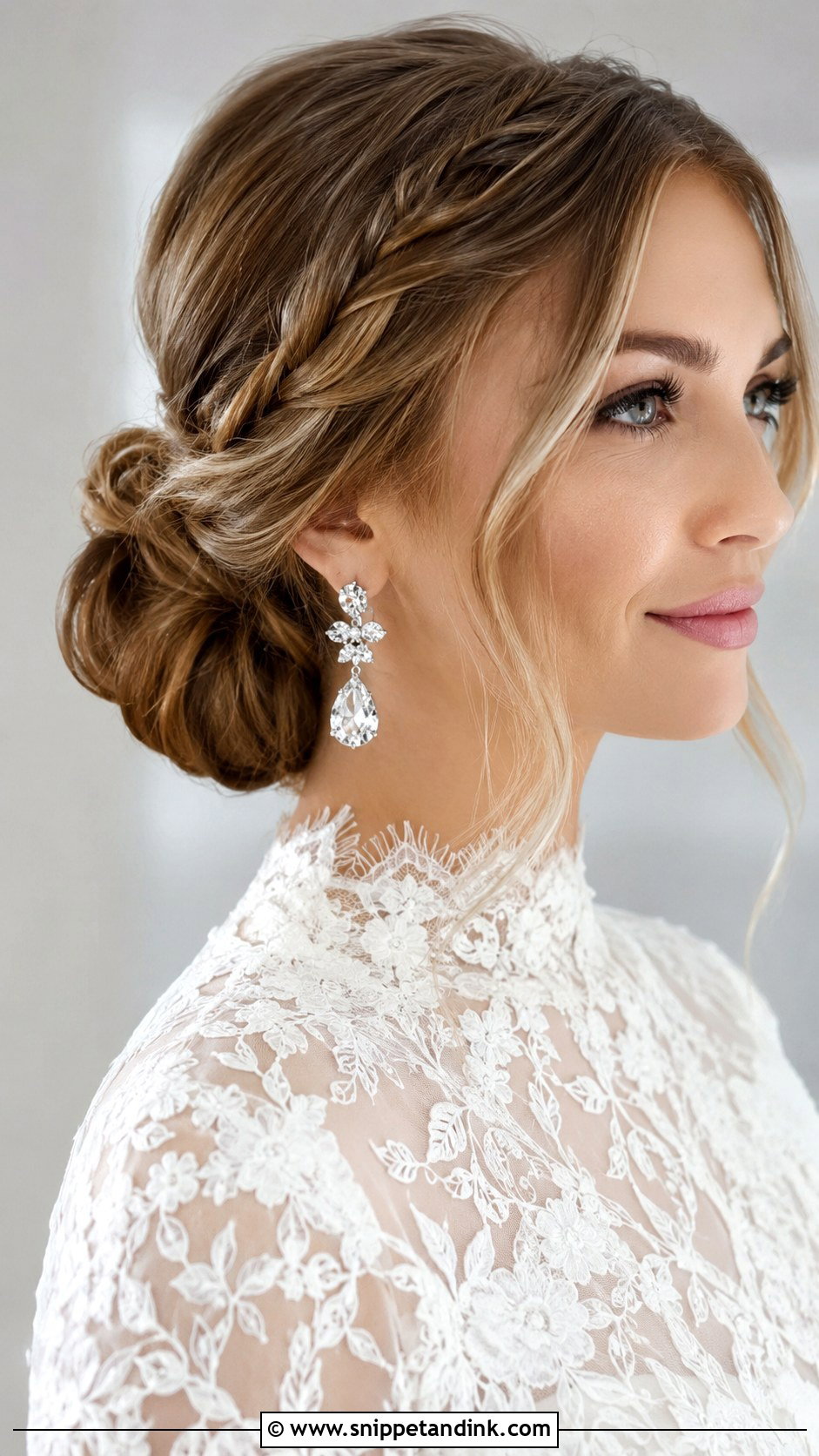 Braided Low Bun for Brides - Snippet and Ink - 20 Bride Braided Hairstyles