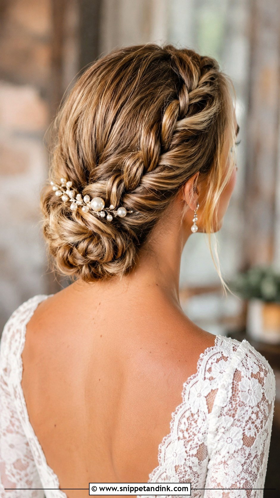Braided Low Bun for Brides - Snippet and Ink - 25 Bride Hair Bun Ideas