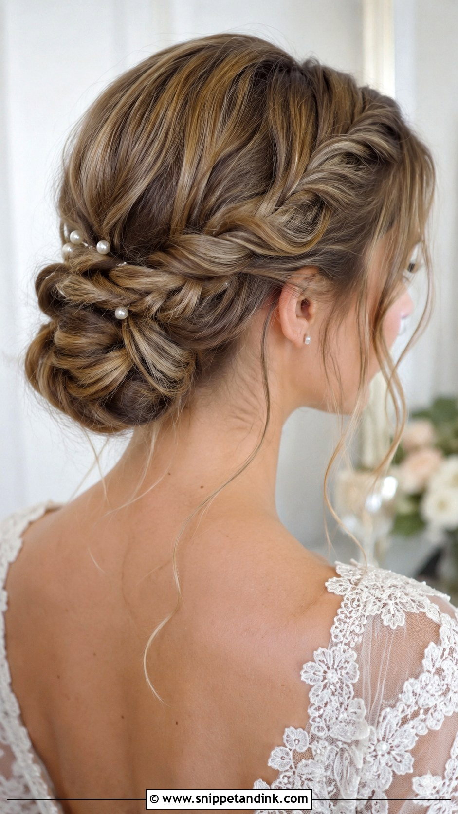Braided Low Bun for Brides - Snippet and Ink - 25 Loose Low Bun Wedding Hair Ideas