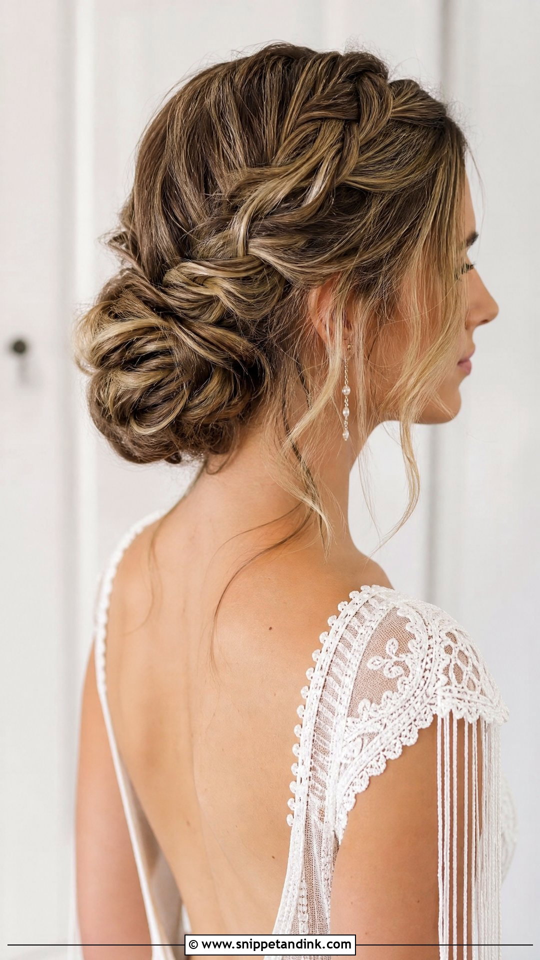 Braided Low Bun for Long Hair - Snippet and Ink - 20 Long Hair Wedding Guest Hairstyles