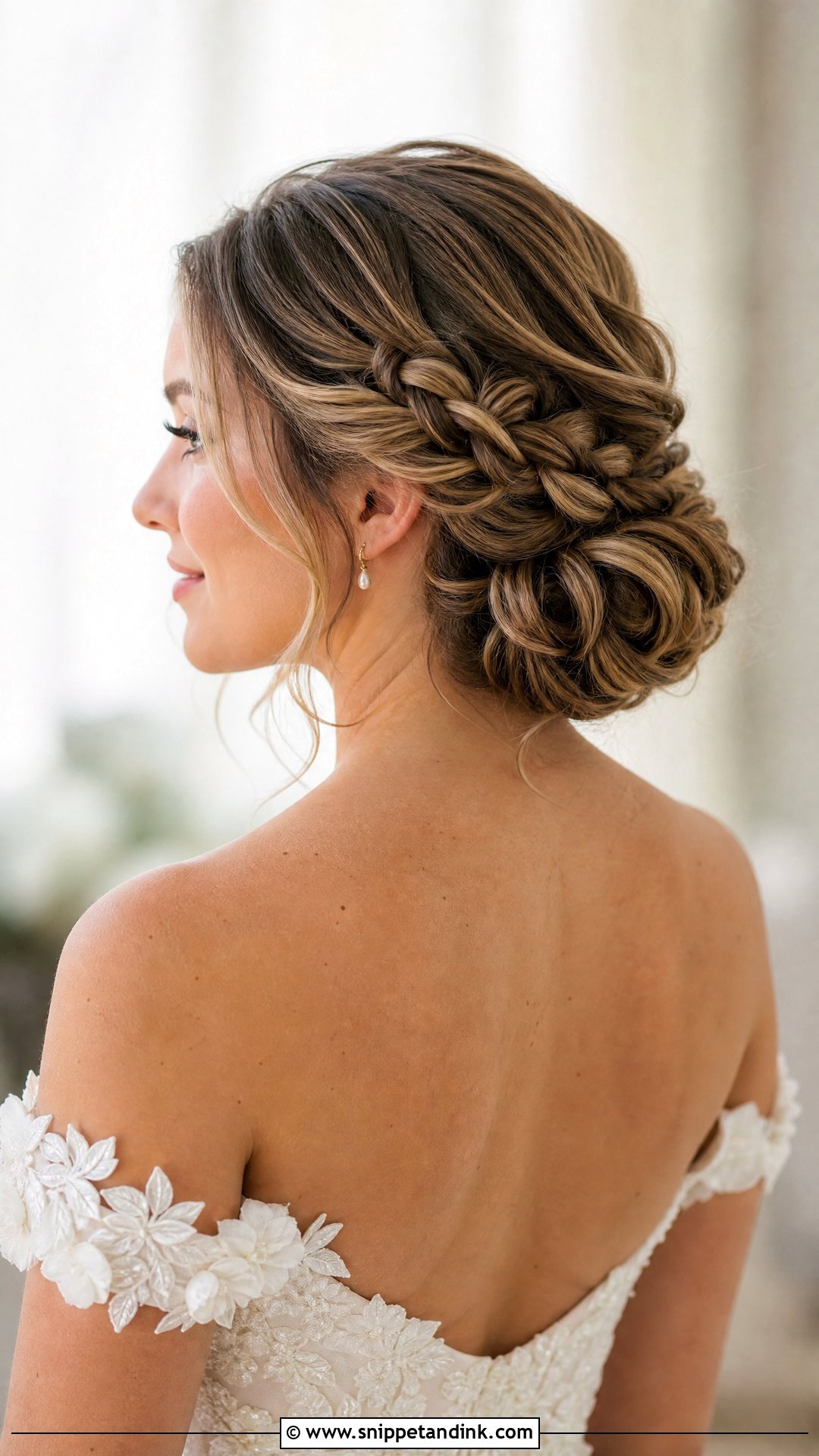 Braided Low Bun for Wedding - Snippet and Ink - 20 Bride Bun Hairstyle Ideas