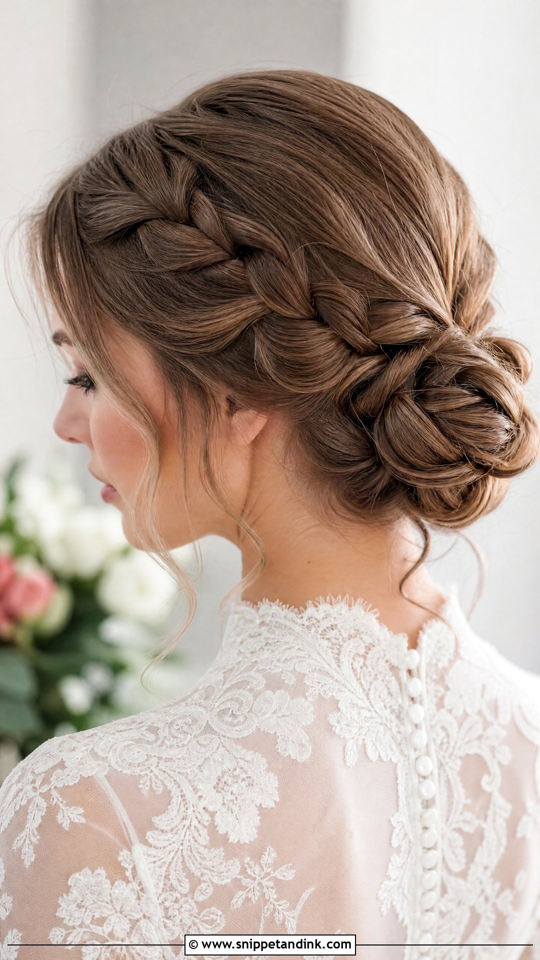 Braided Low Bun for Weddings - Snippet and Ink - 20 Bridal Hair with Braid Ideas