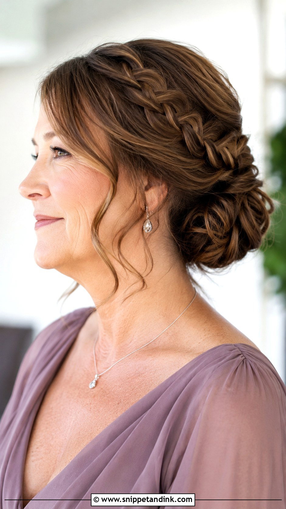 Braided Low Bun with Texture - Snippet and Ink - 20 Medium Length Mother of the Bride Hair Ideas