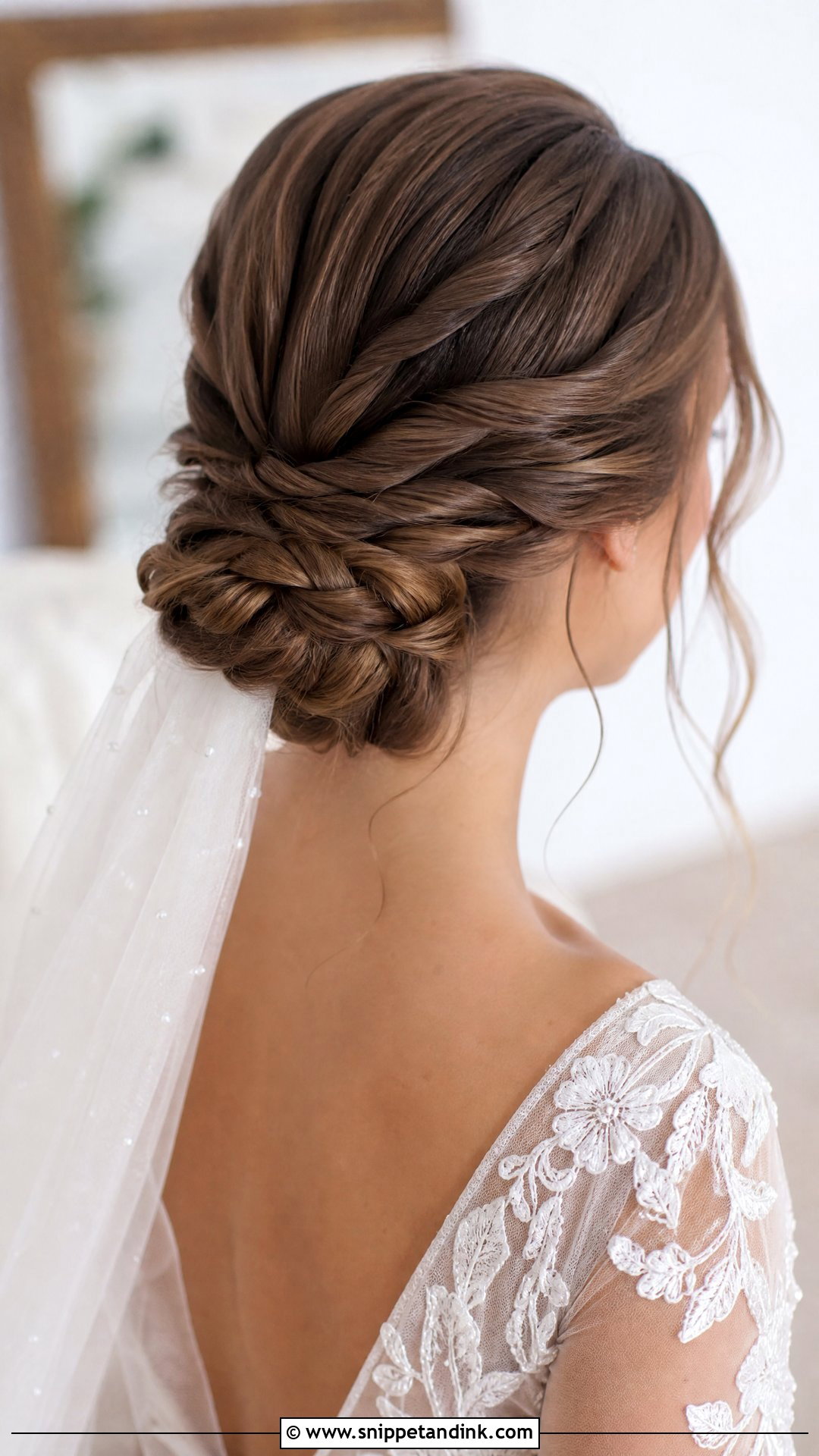 Braided Low Chignon for Brides - Snippet and Ink - 20 Bridal Hair with Braid Ideas
