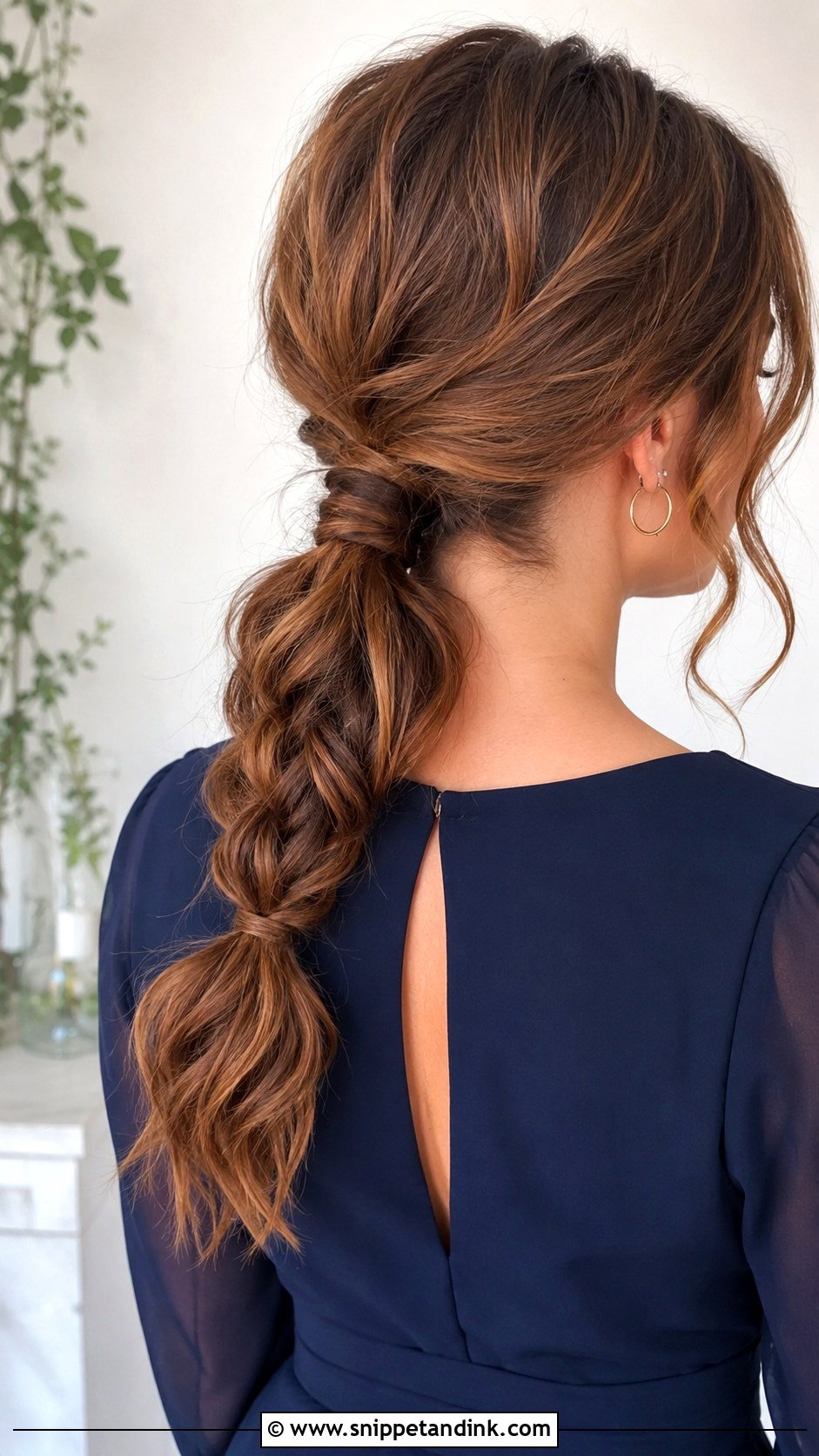 Braided Low Ponytail - Snippet and Ink - 20 Medium Length Wedding Guest Hair Ideas