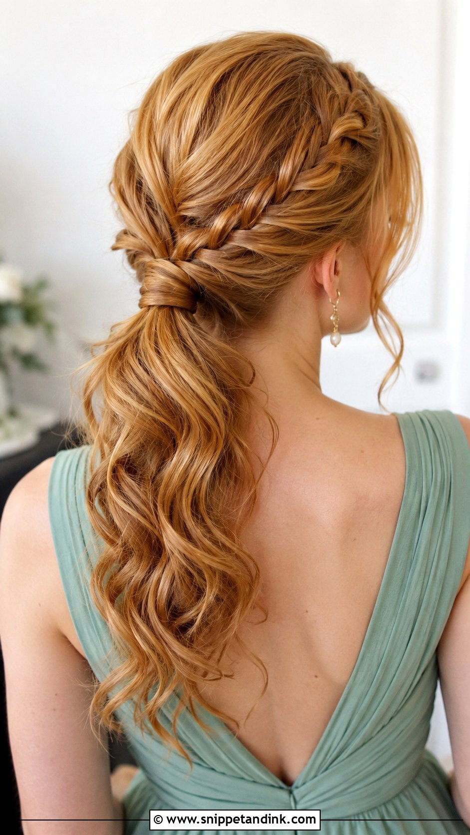 Braided Low Ponytail Updo For Long Hair - Snippet and Ink - 20 Bridesmaid Updo Hairstyles for Long Hair