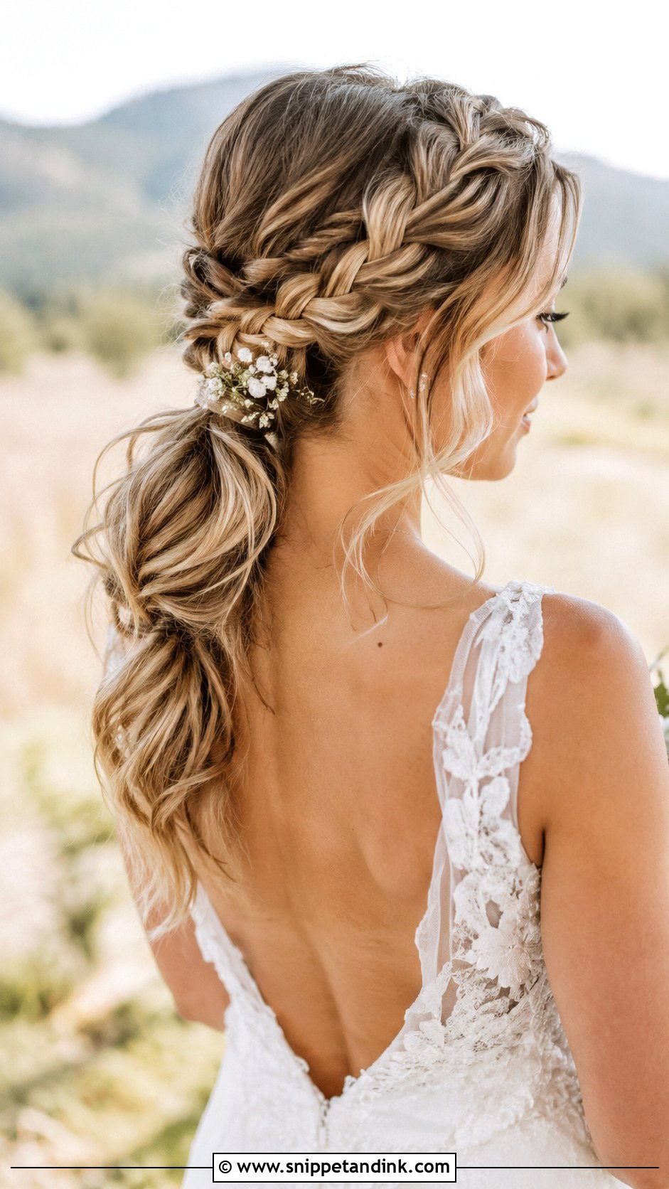 Braided Low Ponytail Wedding Hair - Snippet and Ink - 25 Low Ponytail Wedding Hair Ideas