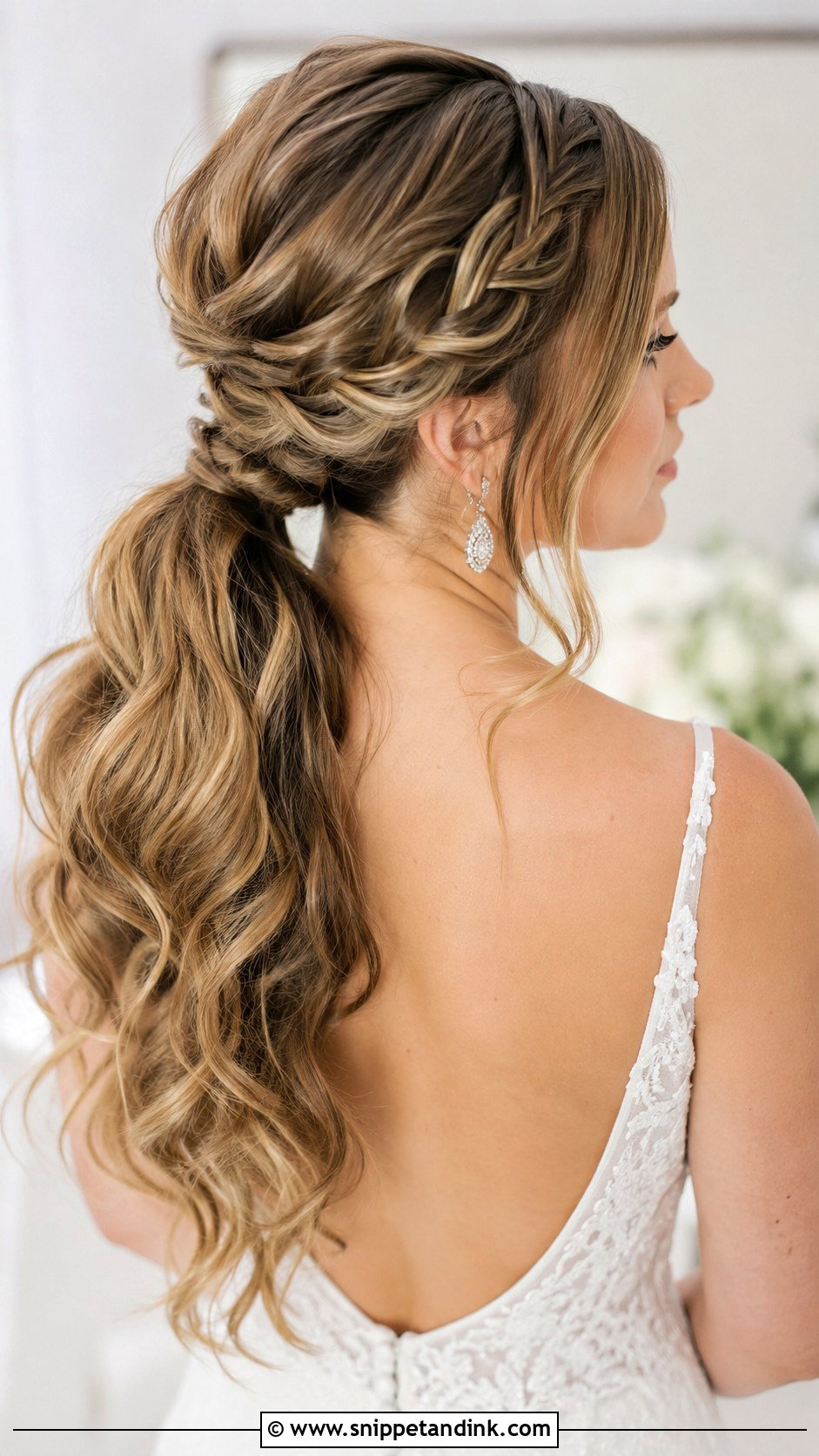 Braided Low Ponytail Wedding Hairstyle - Snippet and Ink - 30 Wedding Hairstyles 2025