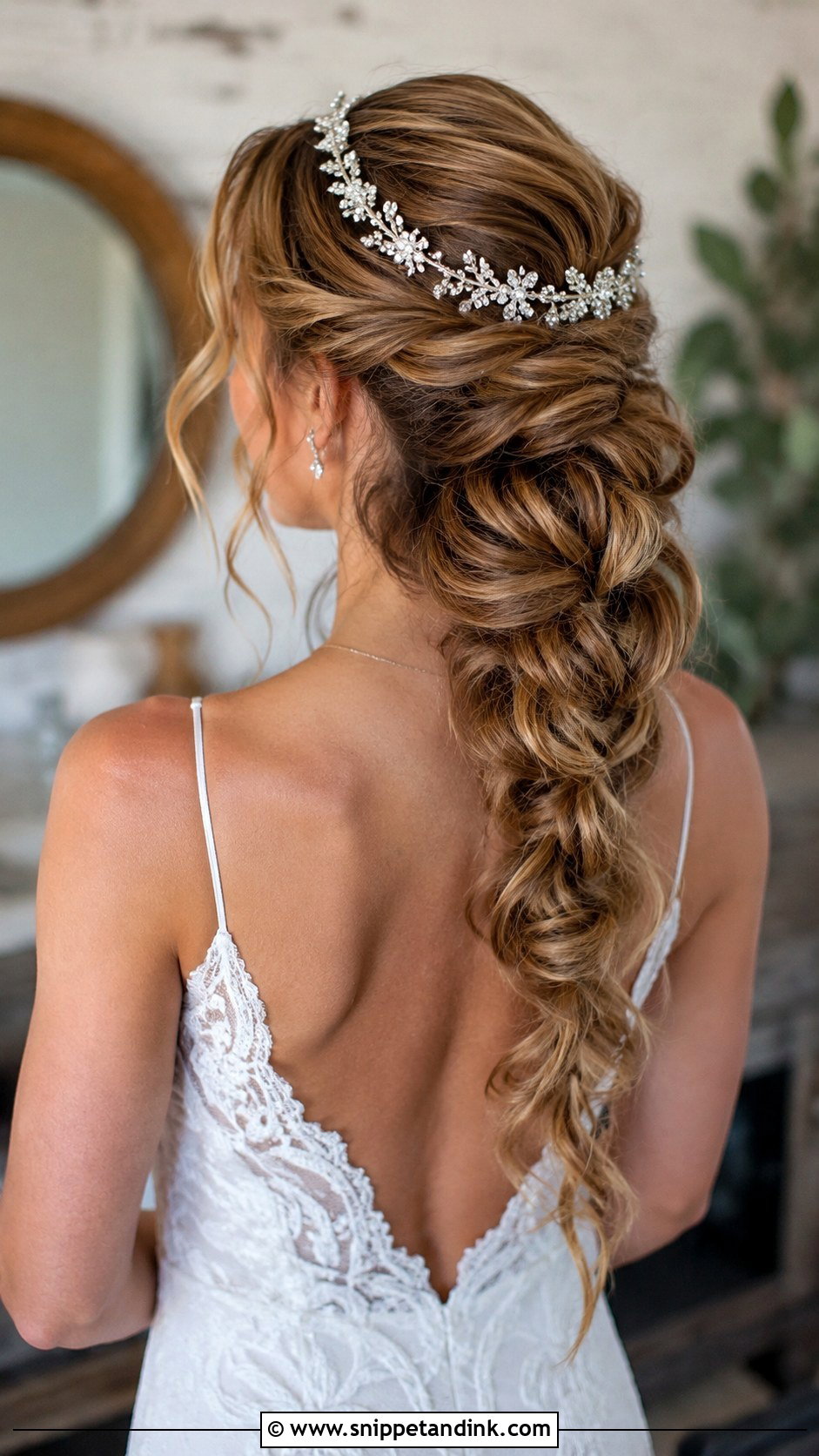 Braided Low Ponytail With Tiara - Snippet and Ink - 25 Bridal Tiara Hairstyles