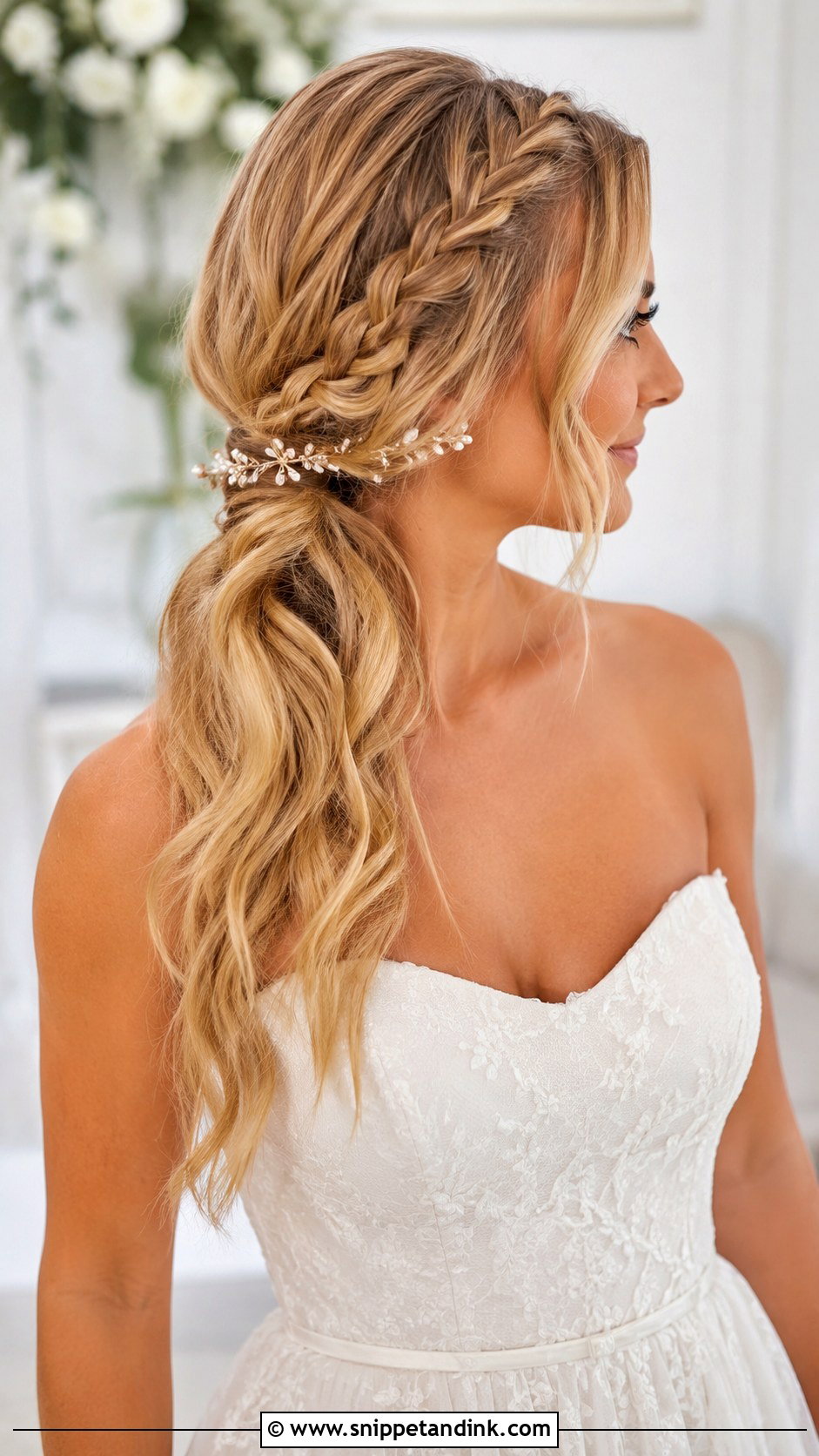 Braided Low Side Ponytail - Snippet and Ink - 20 Bridal Braid Hairstyle Ideas