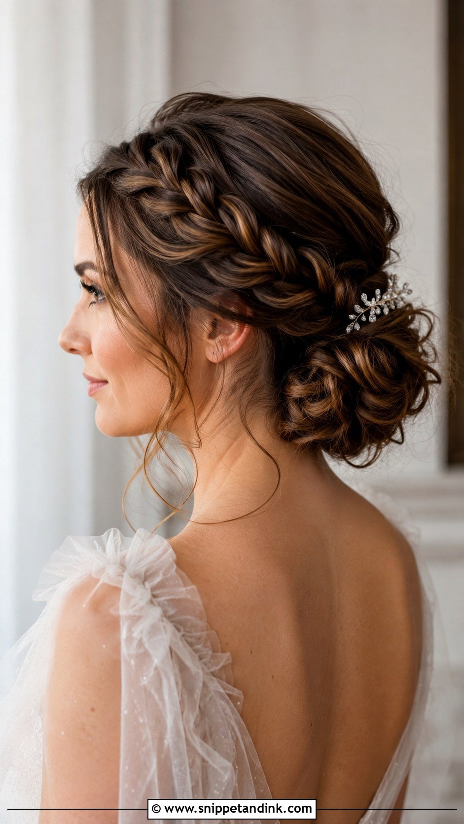 Braided Low Textured Bun Wedding Hair - Snippet and Ink - 15 Low Textured Bun Wedding Hair Ideas
