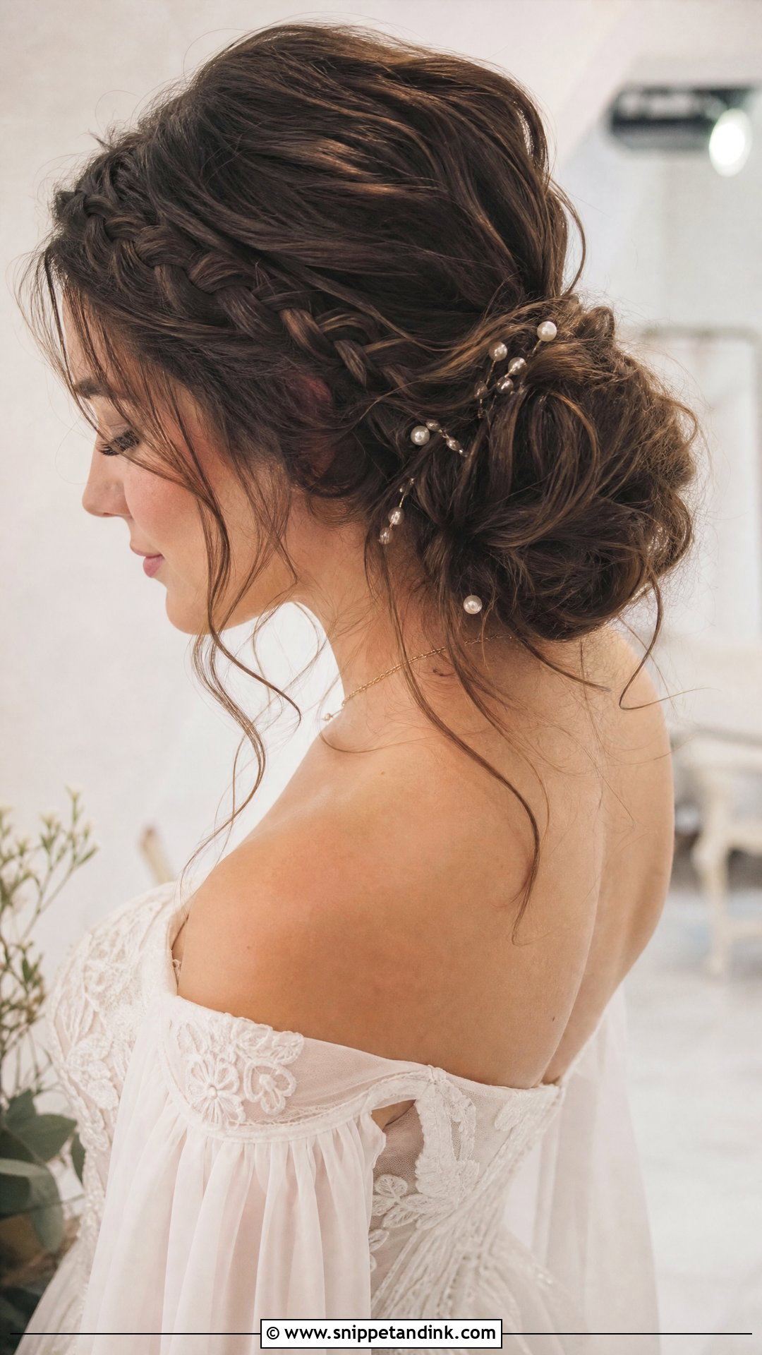 Braided Messy Bun - Snippet and Ink - 20 Messy Bun Bridal Hair Ideas
