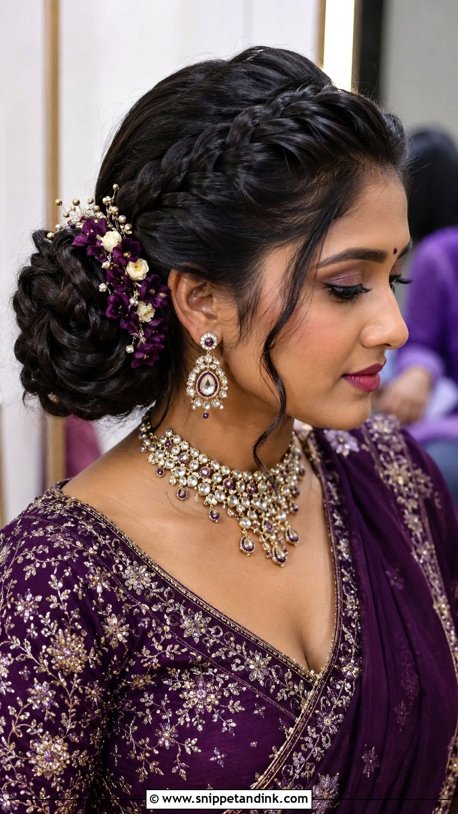 Braided Mohawk Into Side Bun - Snippet and Ink - 20 Latest Indian Wedding Bridal Hairstyle Ideas