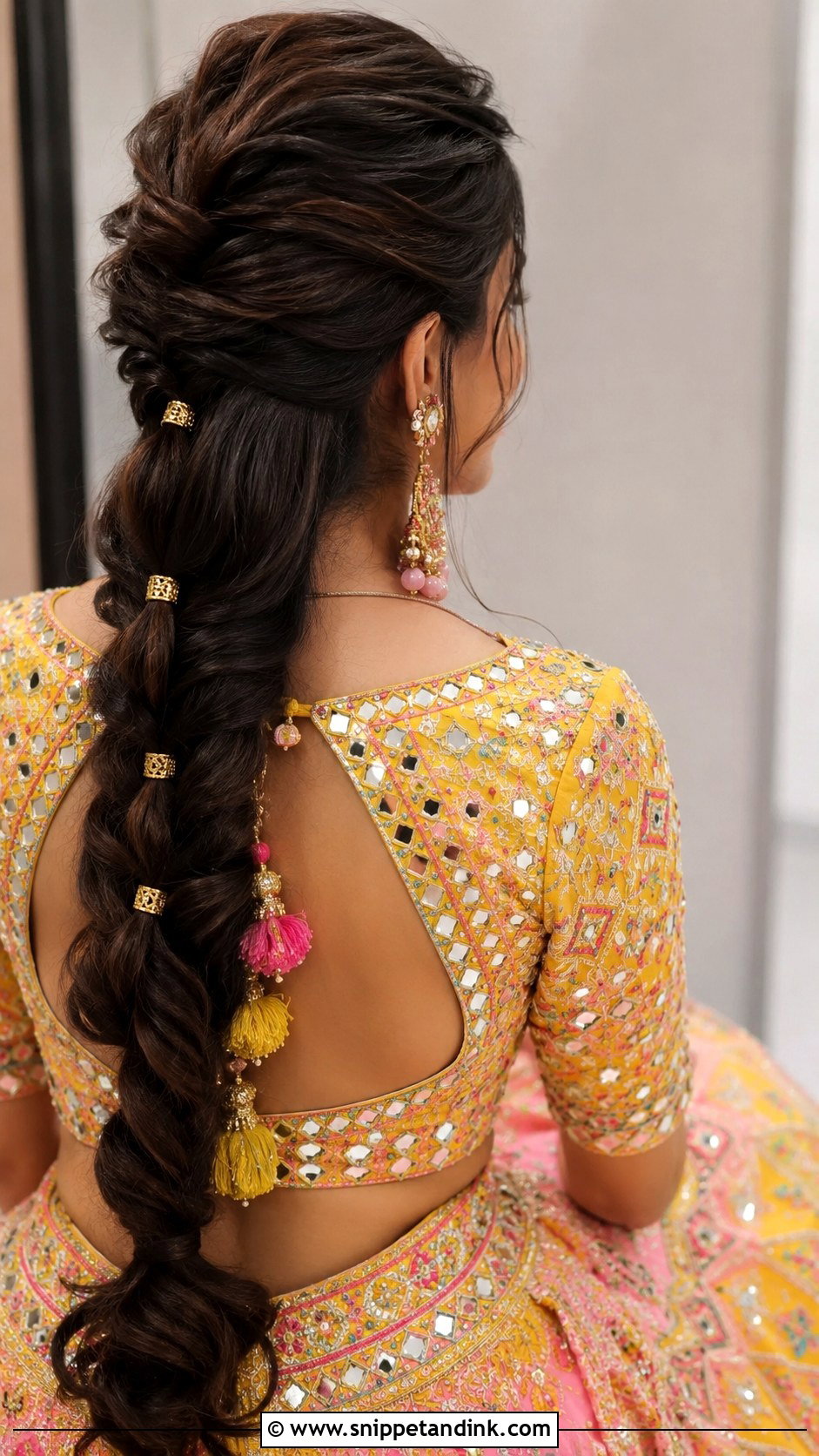 Braided Ponytail For Mehndi Bride - Snippet and Ink - 15 Mehndi Bridal Hairstyle Ideas