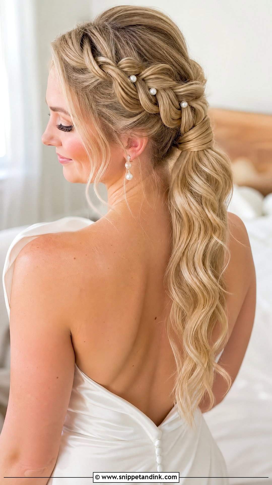 Braided Ponytail Wedding With Pearls - Snippet and Ink - 15 Braided Ponytail Hairstyles Wedding