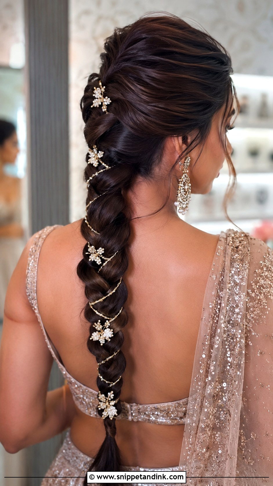 Braided Ponytail for Sangeet - Snippet and Ink - 25 Indian Braided Hairstyles for Wedding