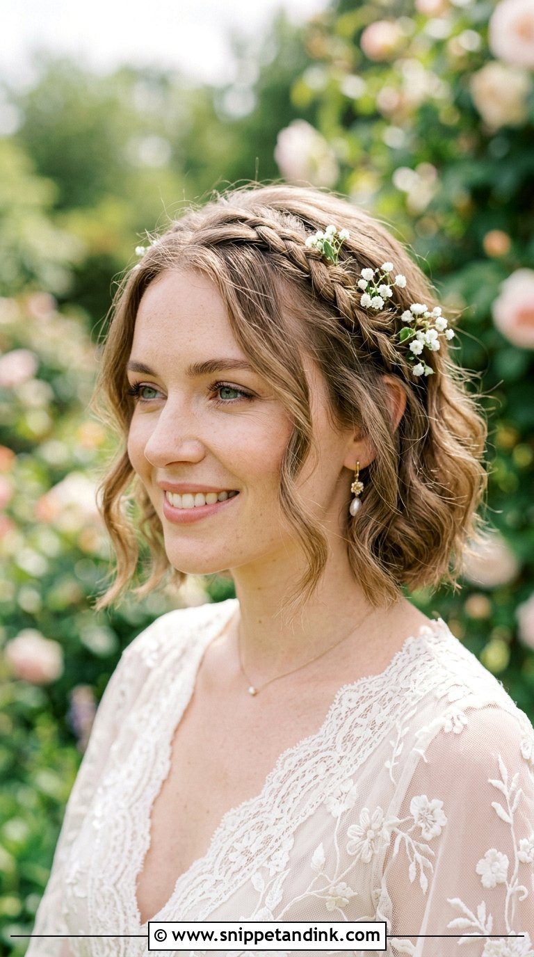 Braided Short Hair Bridal Look - Snippet and Ink - 20 Bride Hairstyles for Short Hair