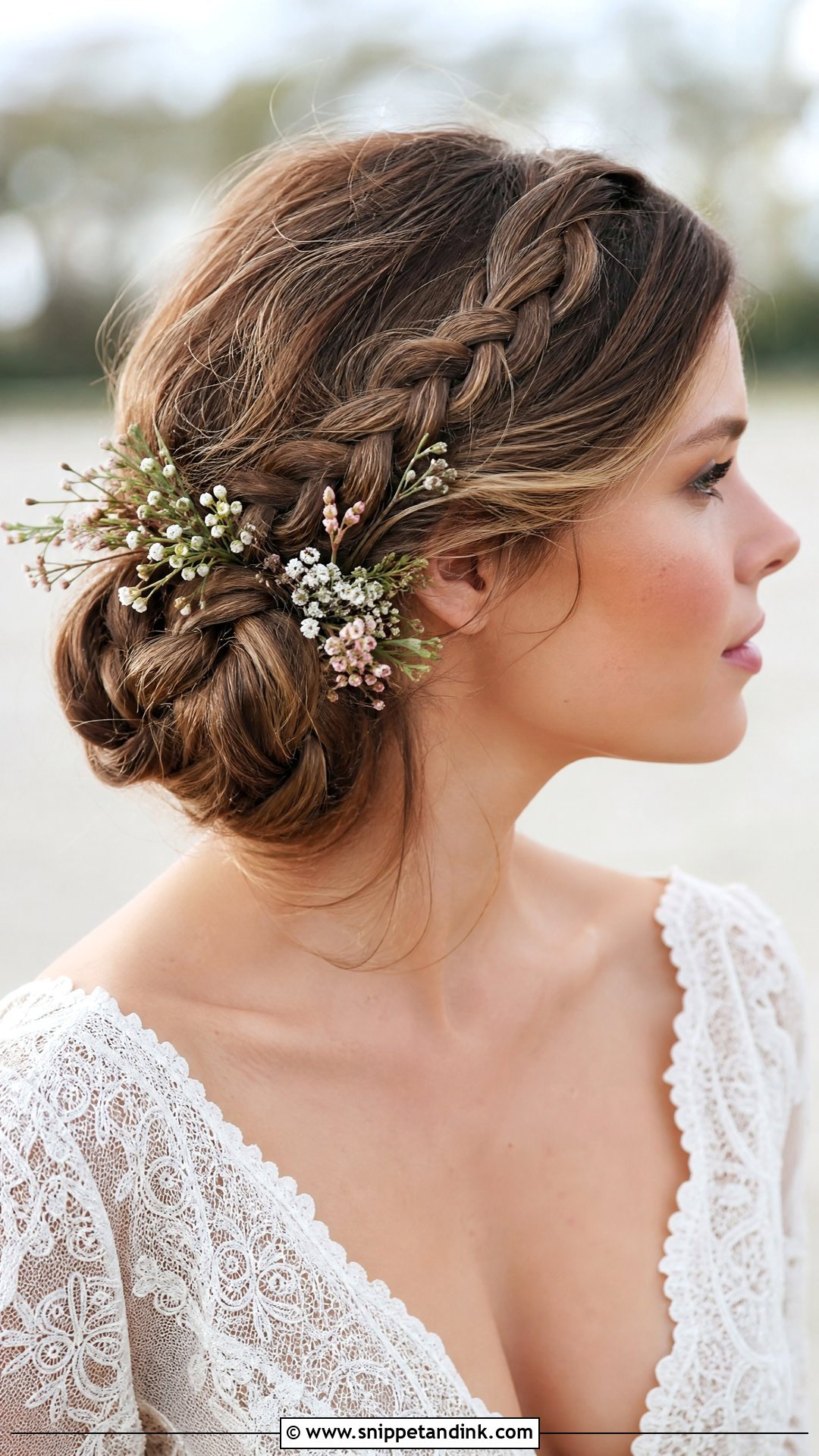 Braided Side Bun - Snippet and Ink - 20 Medium Length Wedding Guest Hairstyles