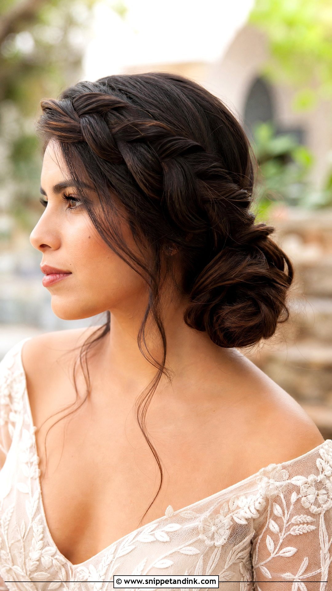 Braided Side Bun - Snippet and Ink - 20 Shoulder Length Wedding Guest Hair Ideas