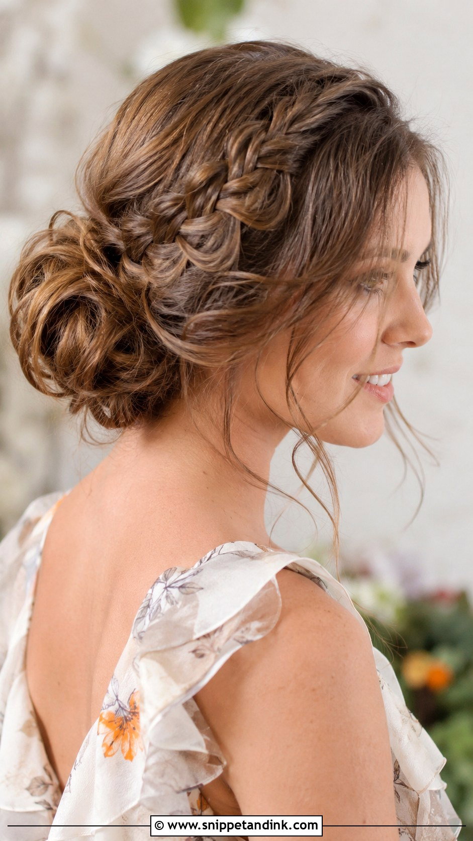 Braided Side Bun - Snippet and Ink - 30 Medium Wedding Guest Hairstyles