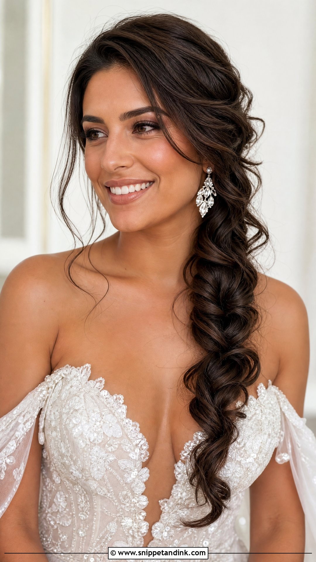Braided Side Swept Wedding Style - Snippet and Ink - 20 Bridal Hair with Braid Ideas