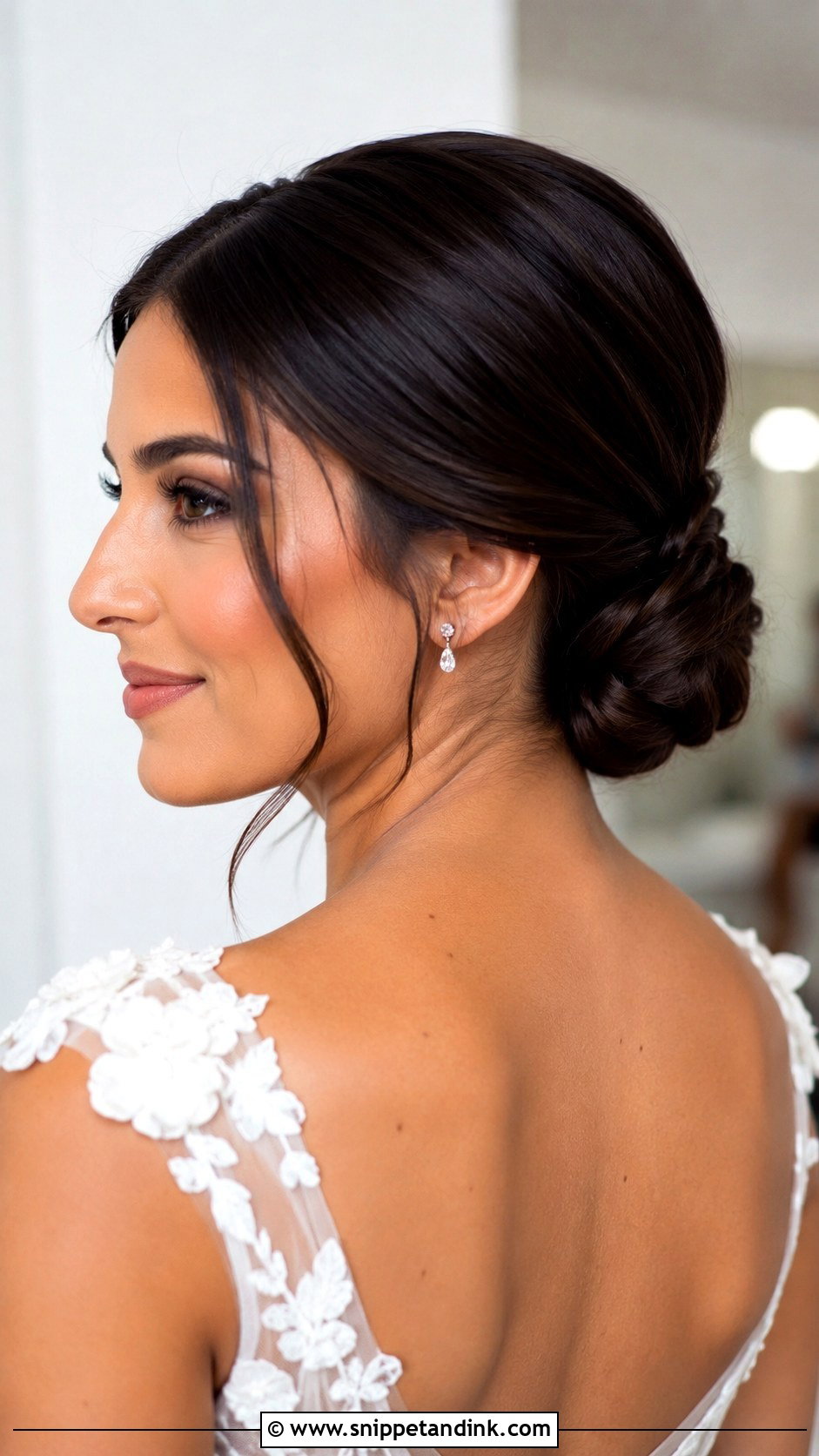 Braided Slick Low Bun Wedding Hair - Snippet and Ink - 15 Slick Low Bun Wedding Hair Ideas