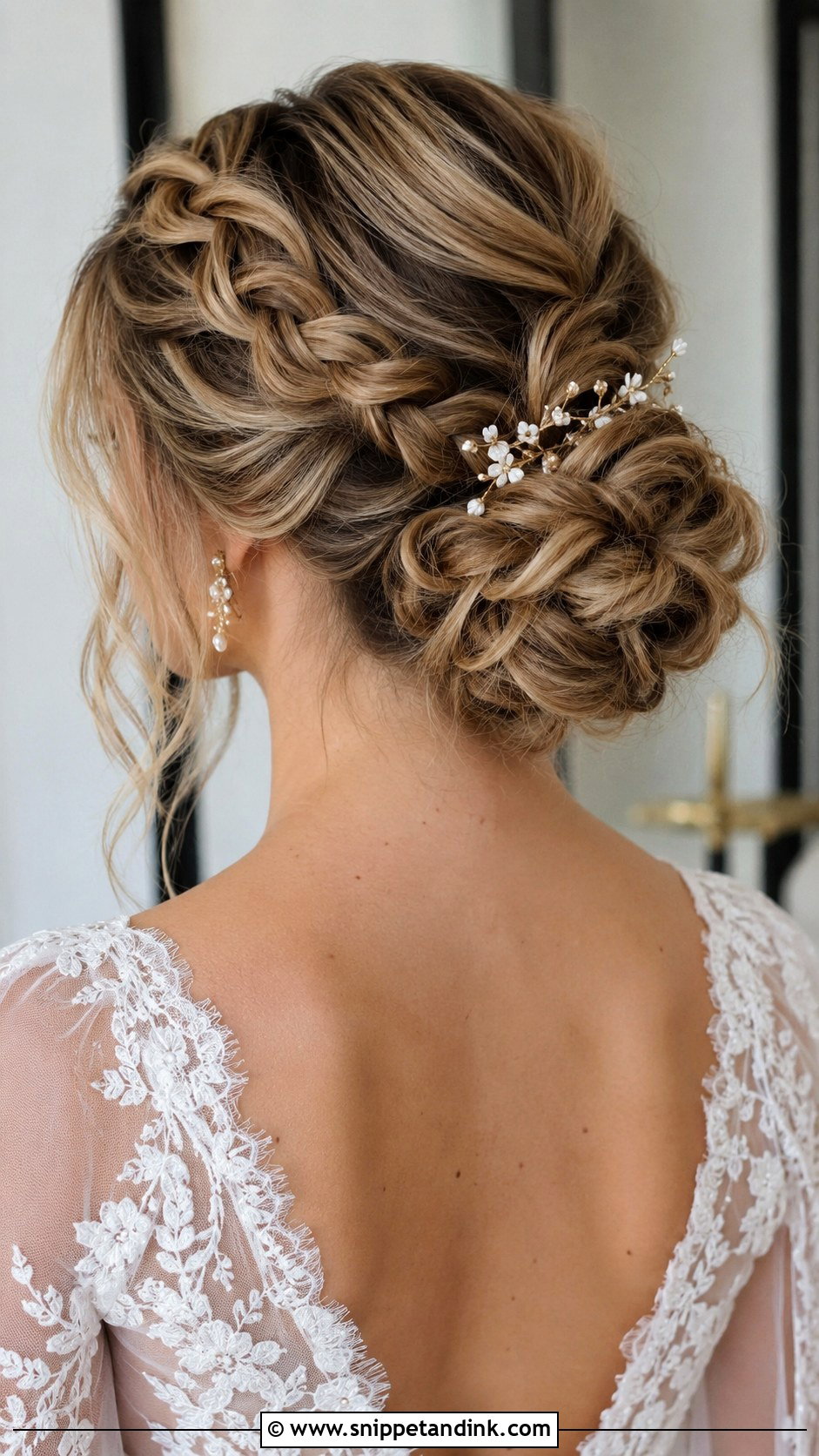 Braided Textured Low Bun Wedding Hair - Snippet and Ink - 15 Textured Low Bun Wedding Hairstyles