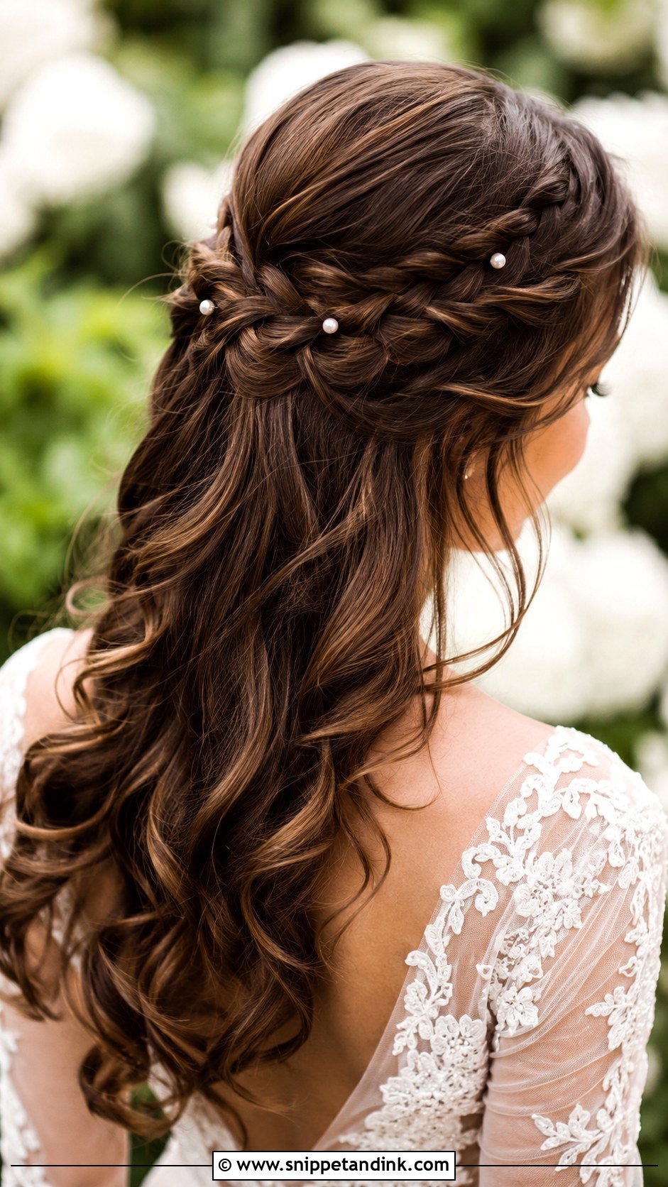 Braided Updo Detail With Hair Down - Snippet and Ink - 20 Wedding Hair Down with Braid Ideas