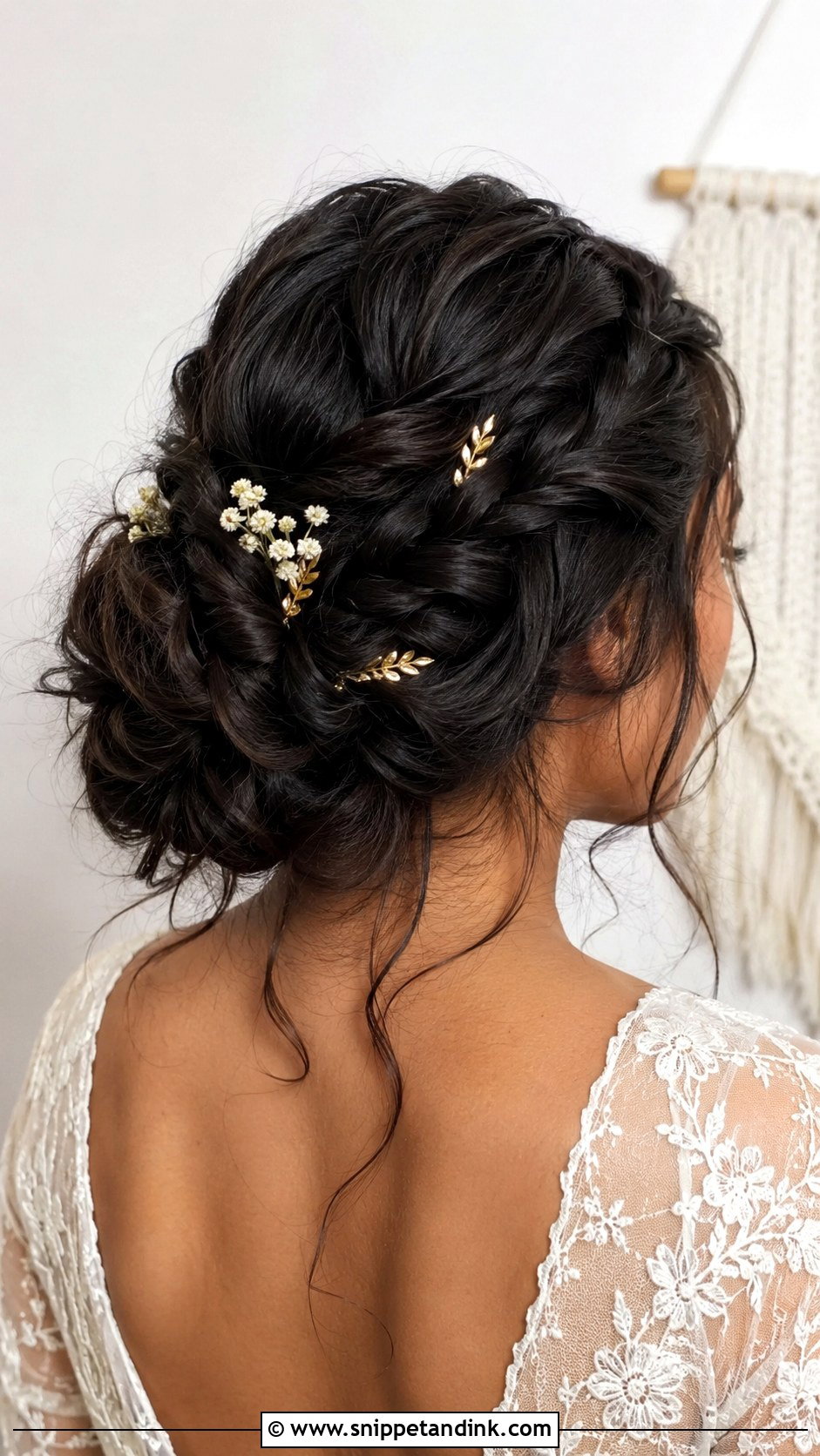 Braided Updo Wedding Hair for Dark Hair - Snippet and Ink - 20 Dark Brown Wedding Hair Ideas