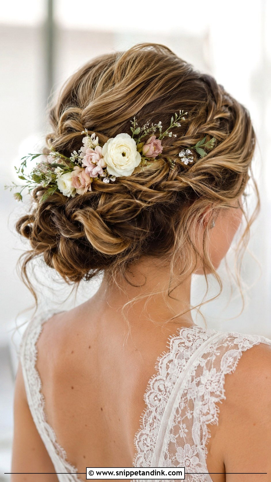 Braided Updo Wedding Hairstyle for Medium Hair - Snippet and Ink - 25 Medium Length Wedding Hair Ideas